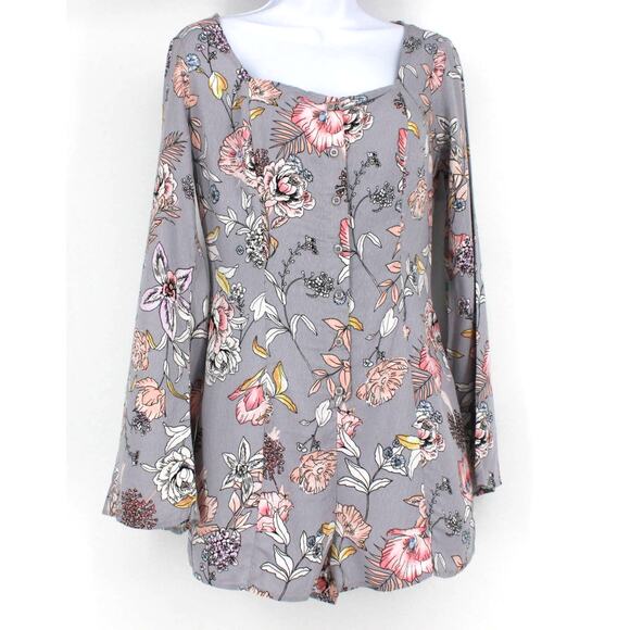 Forever 21 Women's Floral Short Jumpsuit Skort in Grey/Multi Size Med - Picture 1 of 8